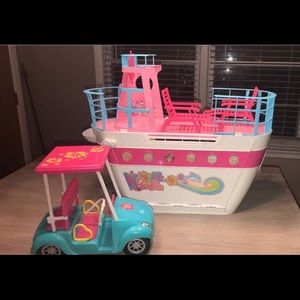 Barbie Cruise Ship & Golf Cart Playset Bundle